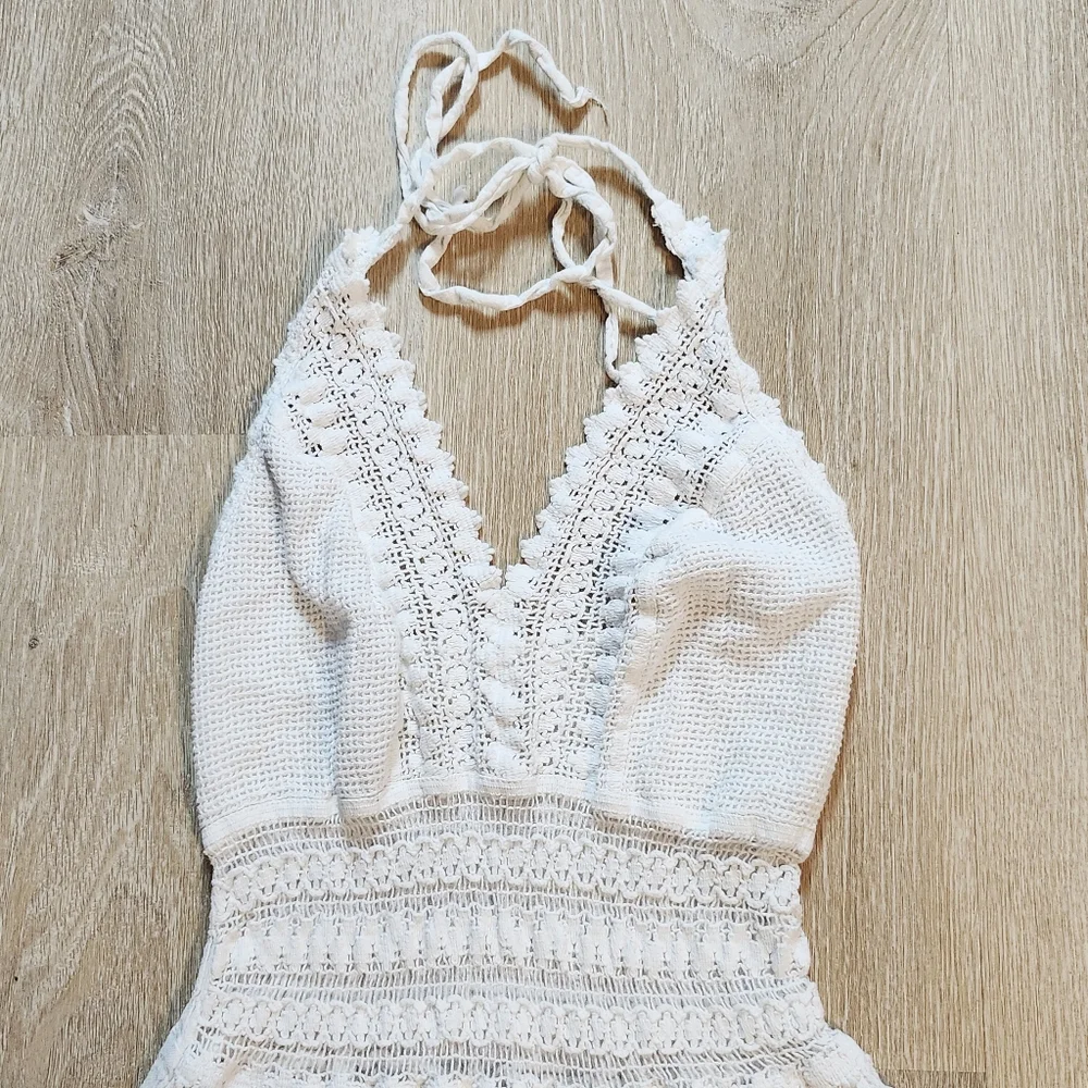 Seaspice Peruvian cotton white cover up tunic dress size S Bohemian Beach - Picture 2 of 9